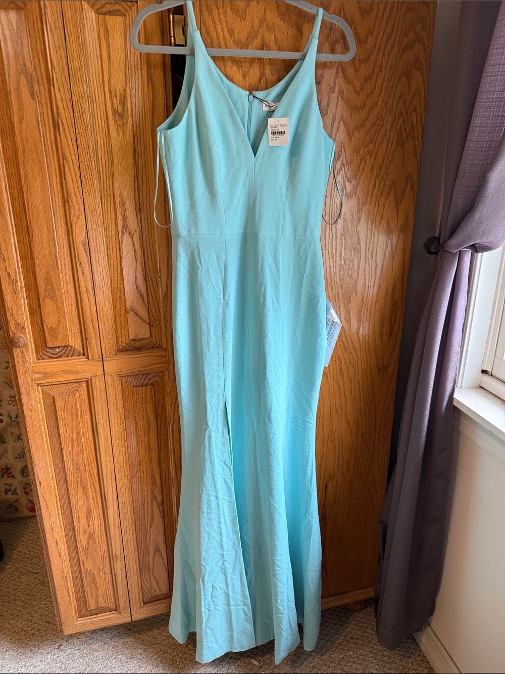 Dress the Population Tranquil Blue Formal Gown with V-Neck